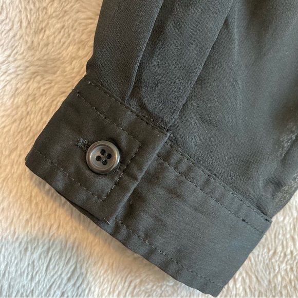 Free People Black Long Sleeve Button Down Sheer Bottom Half Size Small - Picture 5 of 12